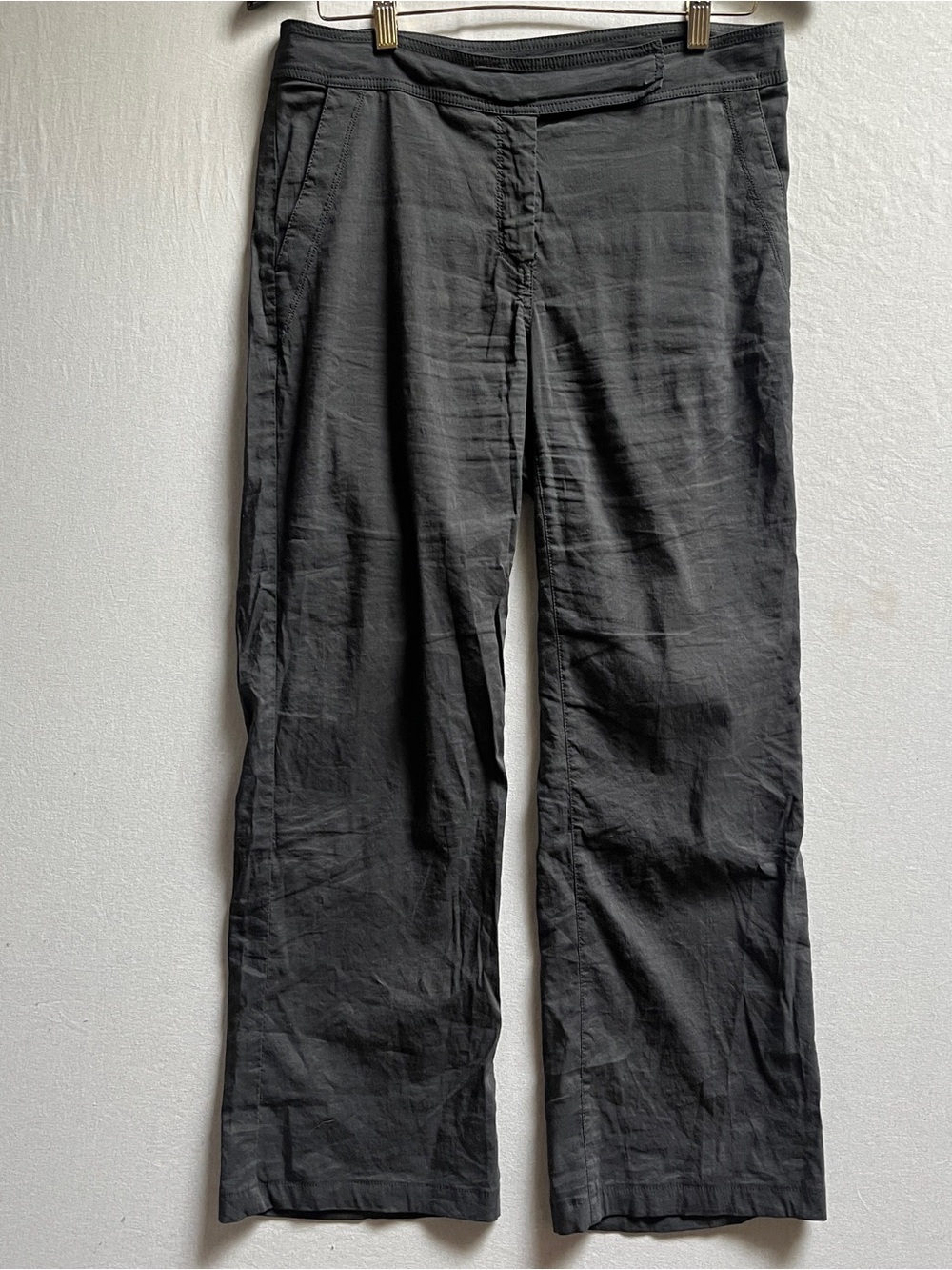 Eileen Fisher Linen Blend Black Straight Leg Casual Trousers Pants Size 6